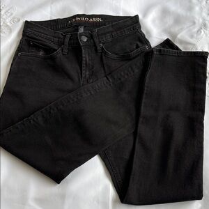 US Polo Assn Pants Womens Black Denim Jeans Straight Leg Cotton Blend Stretch